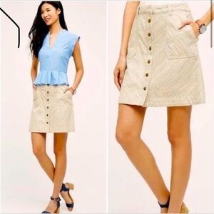 Anthropologie Pilcro & the Letterpress Striped Multicolor Button Skirt Chevron 6